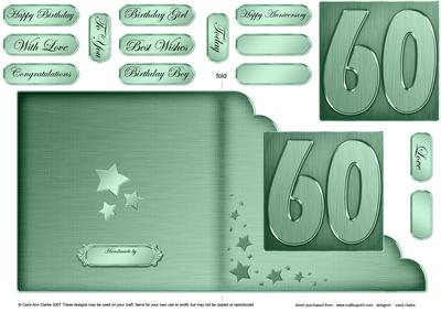 60th Metallic Age Cut and Fold Corner Card