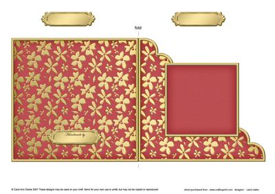 Gold Floral Cut and Fold Corner Card Plain Card Base