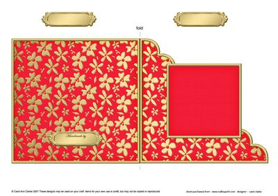 Gold Floral Cut and Fold Corner Card Plain Card Base