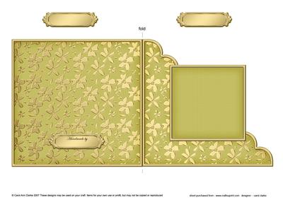 Gold Floral Cut and Fold Corner Card Plain Card Base