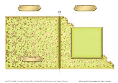 Gold Floral Cut and Fold Corner Card Plain Card Base