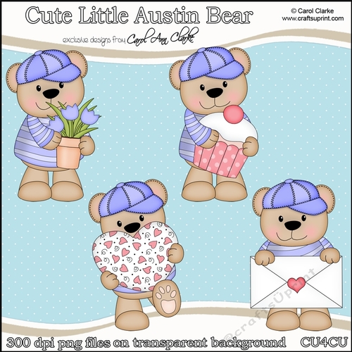 Cute Little Austin Bear - CU4CU Digital Clip Art Set