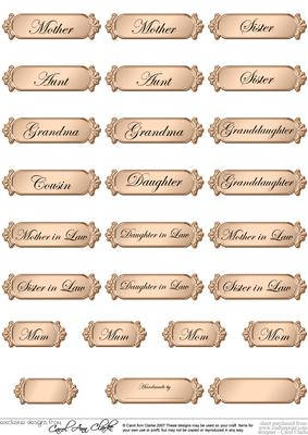 Female Metallic Relations Greetings Text Plates