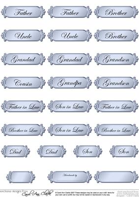 Male Metallic Relations Greetings Text Plates
