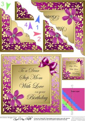 Floral Step Mum Birthday Scallop Corner Side Stacker