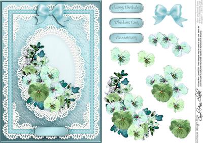 A5 Spring Flowers and Lace Quick Card with 3D Decoupage