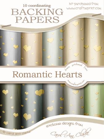 Metallic Romantic Hearts Matching Backing Paper Kit