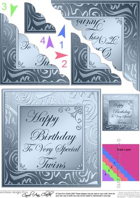 Twins Birthday Scallop Corner Side Stacker Topper