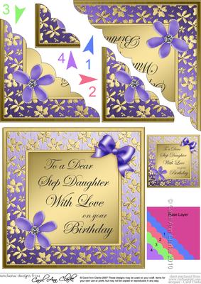 Floral Step Daughter Birthday Scallop Corner Side Stacker