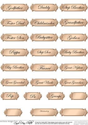 A 2nd Set of Male Metallic Relations Greetings Text Plates