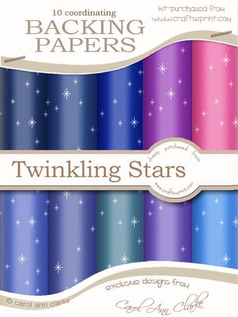 Twinkling Stars Xmas Snowglobe Matching Backing Paper Kit