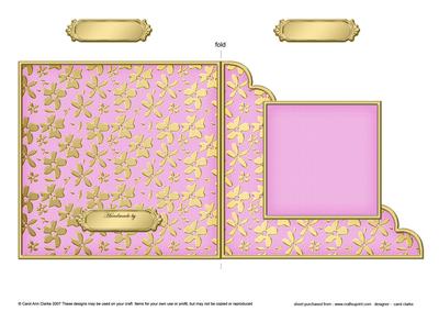 Gold Floral Cut and Fold Corner Card Plain Card Base