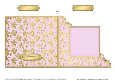 Gold Floral Cut and Fold Corner Card Plain Card Base