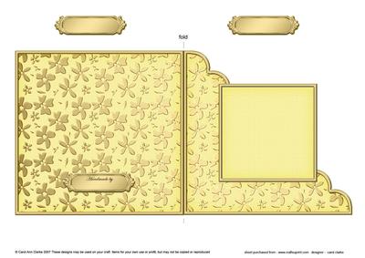 Gold Floral Cut and Fold Corner Card Plain Card Base