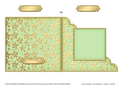 Gold Floral Cut and Fold Corner Card Plain Card Base