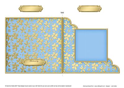Gold Floral Cut and Fold Corner Card Plain Card Base