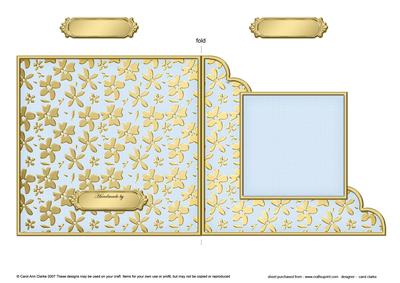 Gold Floral Cut and Fold Corner Card Plain Card Base