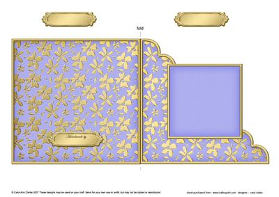 Gold Floral Cut and Fold Corner Card Plain Card Base