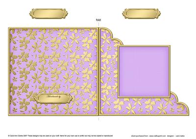 Gold Floral Cut and Fold Corner Card Plain Card Base