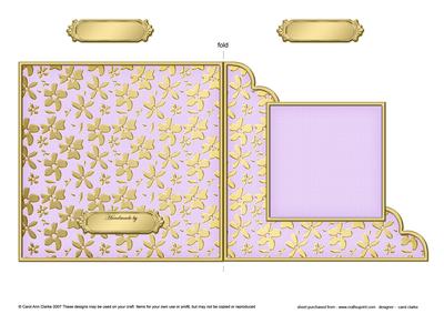 Gold Floral Cut and Fold Corner Card Plain Card Base