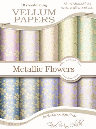 Gold Metallic Flowers Matching Vellum Kit