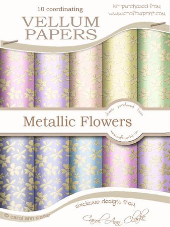 Gold Metallic Flowers Matching Vellum Kit