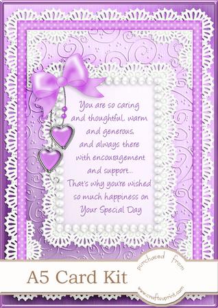A5 Special Day Greeting Lace and Pearls Kit 3D Decoupage