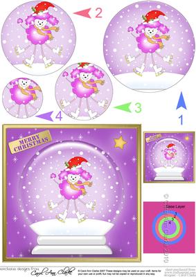 Cute Xmas Poodle Snowglobe Circle Pyramage Topper