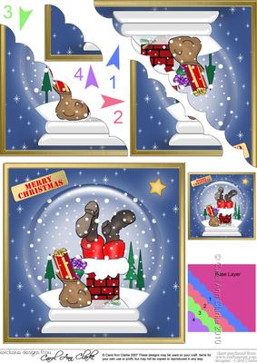 Santa Got Stuck Xmas Snowglobe Scallop Corner Side Stacker