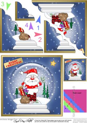 Santa Got Stuck Xmas Snowglobe Scallop Corner Side Stacker