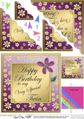 To My Twin Birthday Scallop Corner Side Stacker Topper