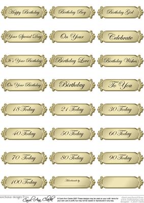 Metallic Birthday Greetings Text Plates