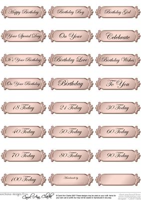 Metallic Birthday Greetings Text Plates