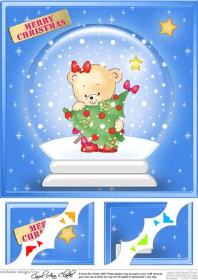 8 x 8 Rosie's Xmas Tree Snowglobe Scalloped Corner Topper