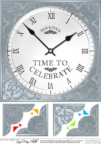 8 x 8 Time to Celebrate Clock Scalloped corner Topper