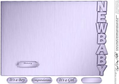 5 x 7 Elegant Metallic New Baby Shaped Card