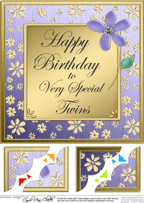 Twins Birthday - 8 x 8 Scalloped Corner Topper