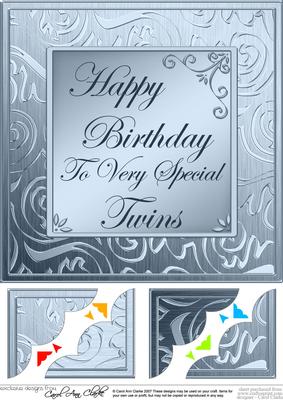 Twins Birthday - 8 x 8 Scalloped Corner Topper