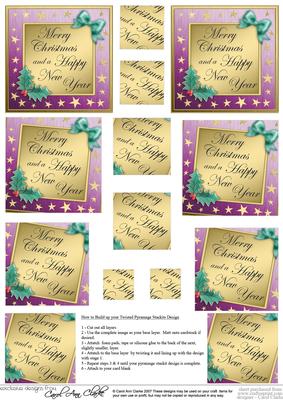 Elegant Christmas Greeting Twisted Pyramage Sheet