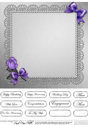 Roses and Metallic Lace Matching 8 x 8 Insert Panel and Gree