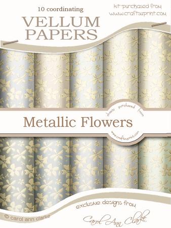 Gold Metallic Flowers Matching Vellum Kit
