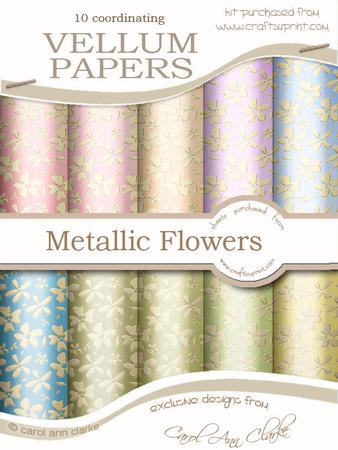Gold Metallic Flowers Matching Vellum Kit
