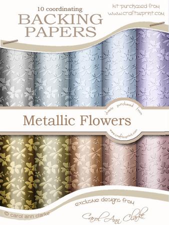 Metallic Flowers Matching Backing Paper Kit