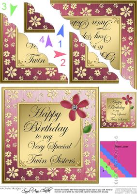 To My Twin Sisters Birthday Scallop Corner Side Stacker