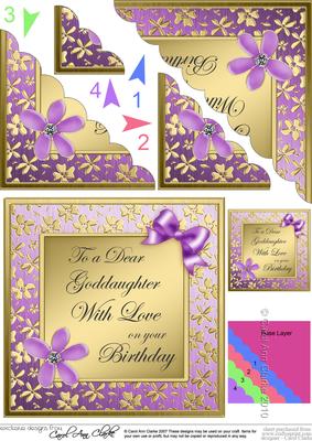 Floral Goddaughter Birthday Scallop Corner Side Stacker