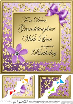8 x 8 Floral Elegance Granddaughter Birthday Scallop Corner