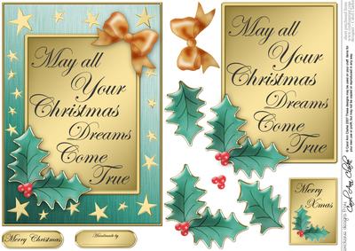 Elegant Christmas Greeting Quick Card with 3D Decoupage
