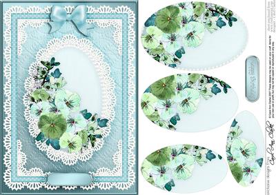 A5 Spring Flowers and Lace Quick Card with Pyramage