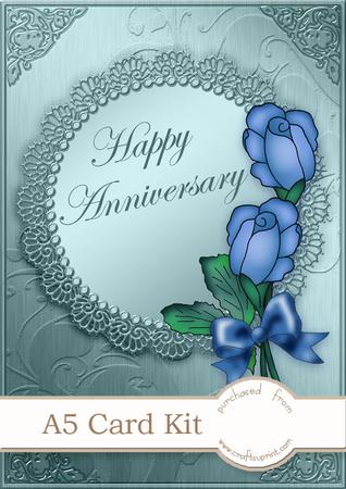 A5 Roses and Metallic Lace Anniversary Kit with 3D Decoupage