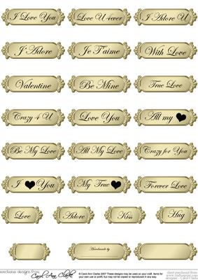 Metallic Love and Romance Greetings Text Plates